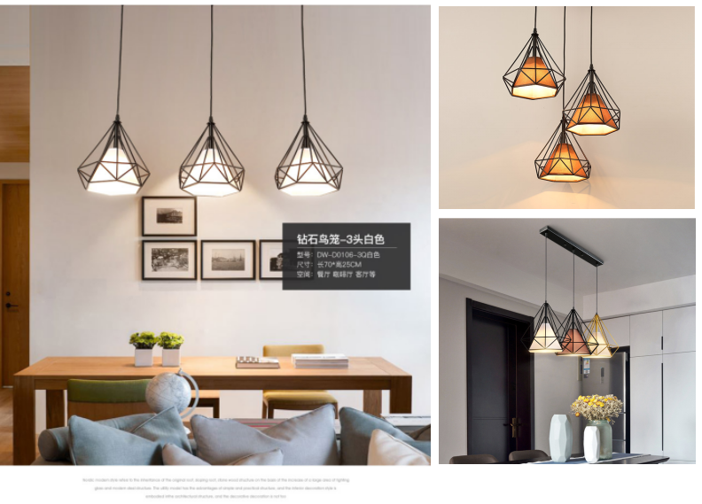 荣事达家居照明—钻石鸟笼餐吊灯