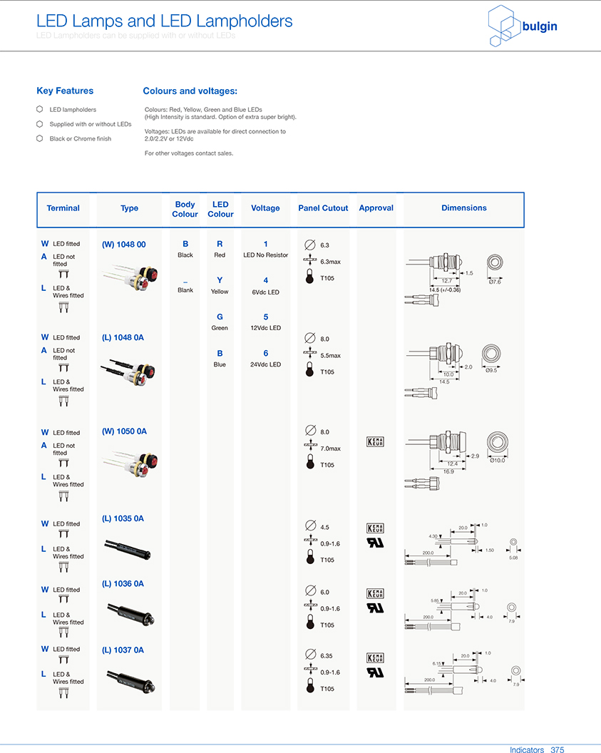 (L) 1035 0A指示灯规格