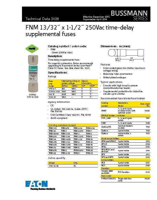 FNM系列熔断器型号