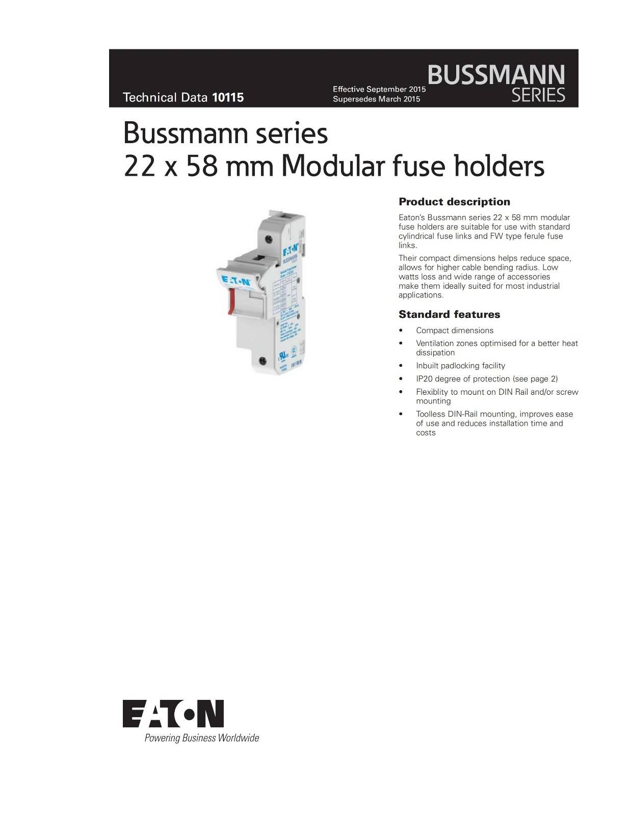 CH221DU系列熔断器座说明