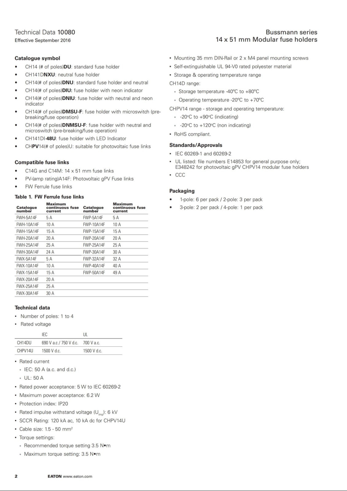 CH141DU系列熔断器座选型 CH141DU系列熔断器座选型